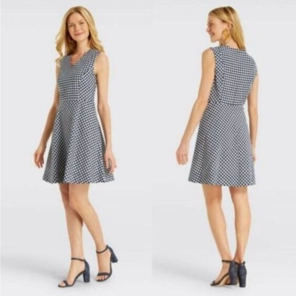 Draper James Navy and White Gingham Mini love circle dress